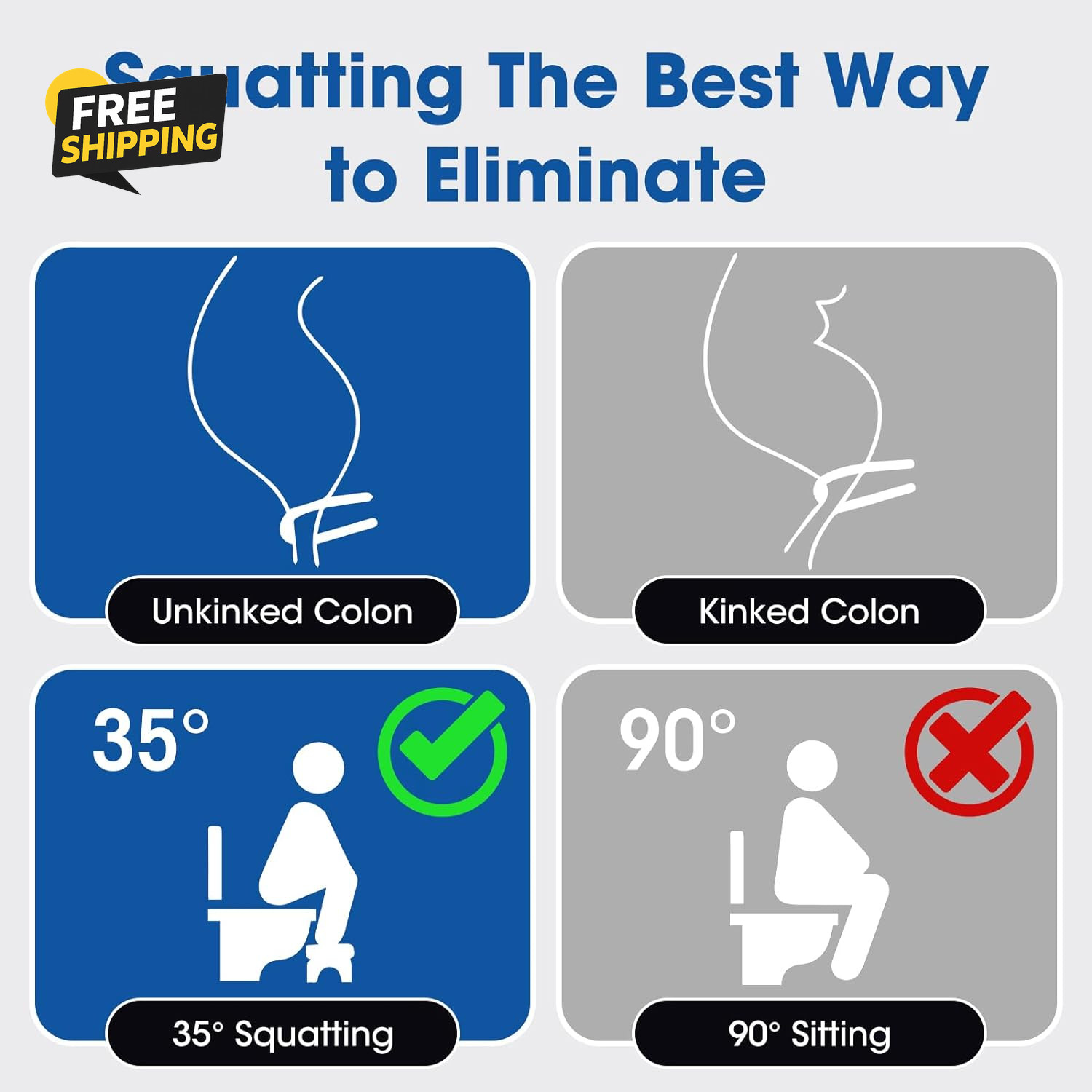 Wood Toilet Stool Squat Adult, Poop Stool for Bathroom Adults