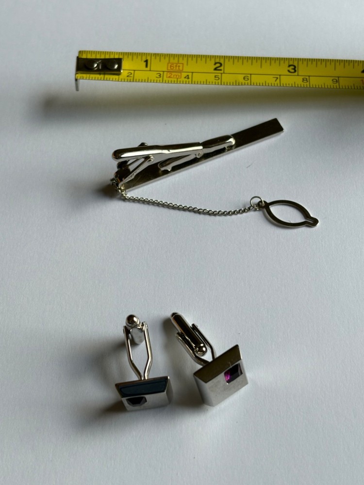 Cufflinks and tie pin, simple costume set