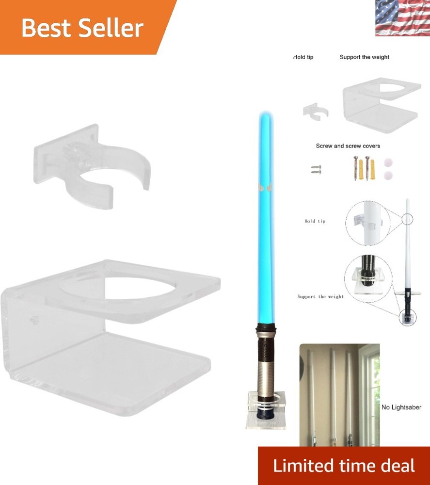 Premium Clear Wall Rack for Lightsaber Display - Includes Installation Hardware