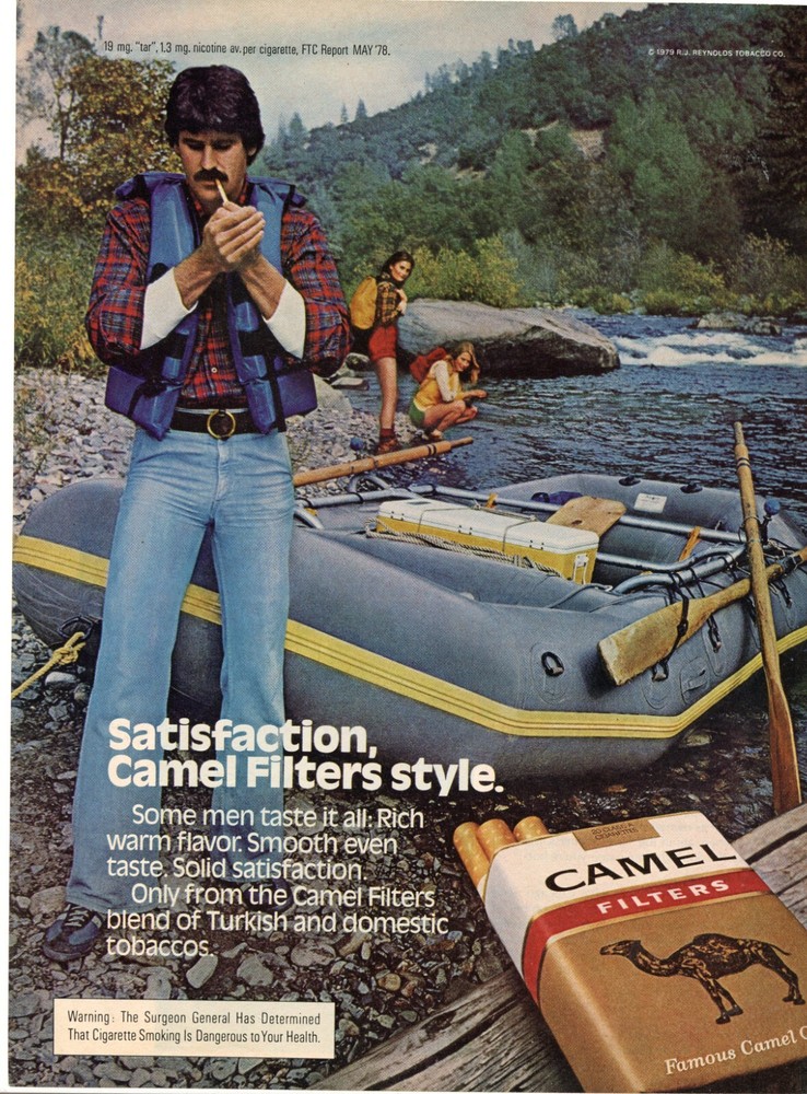 SATISFACTION, CAMEL FILTERS STYLE. CIGARETTES ORIGINAL PRINT AD