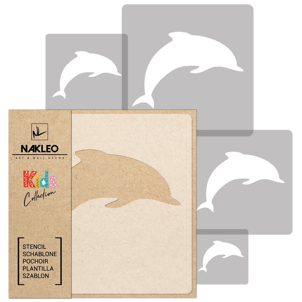 KIDS Reusable Plastic Stencils (5 pcs) // DOLPHIN