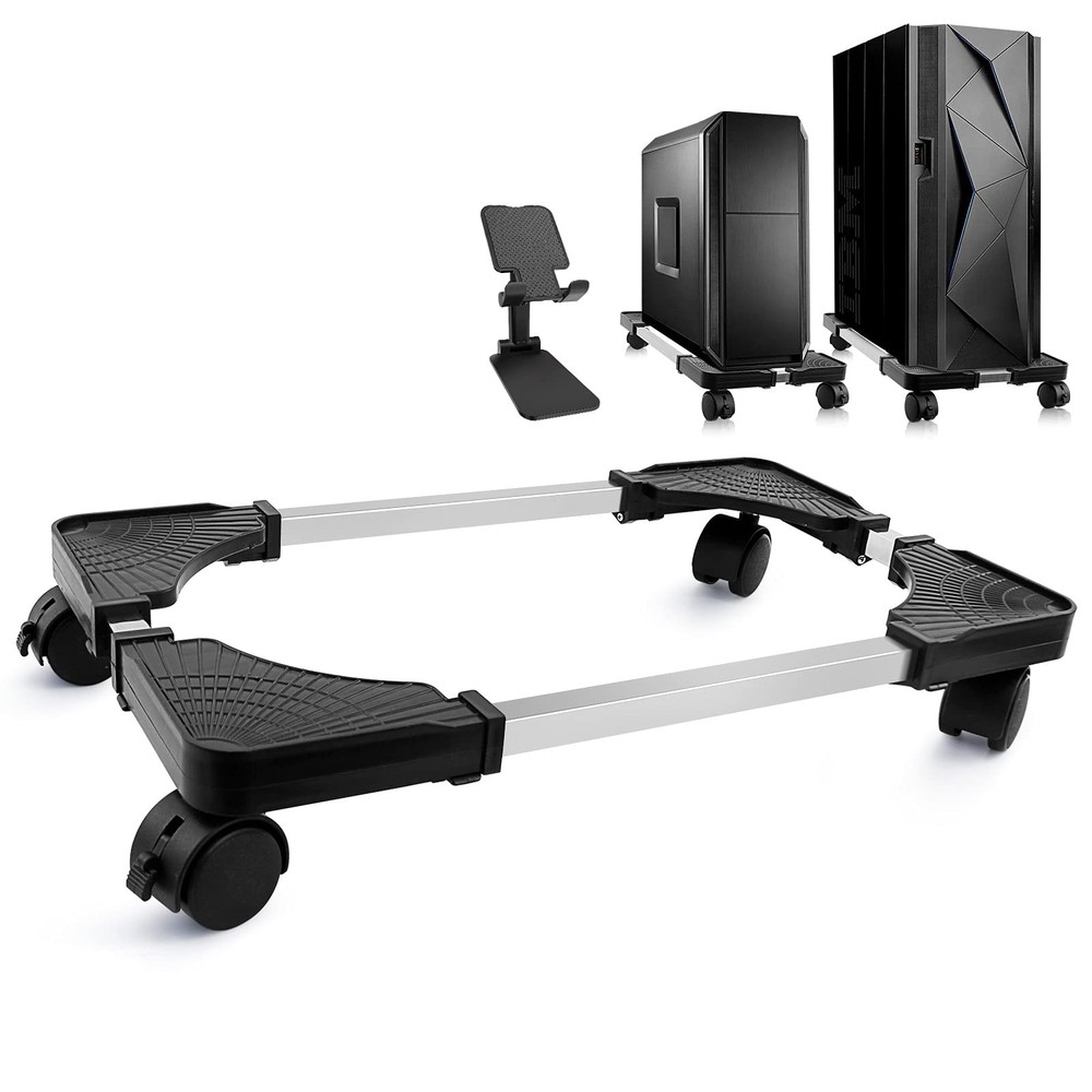 Computer Tower Stand, PC Stand, Adjustable Mobile CPU Stand with Rolling Whee...