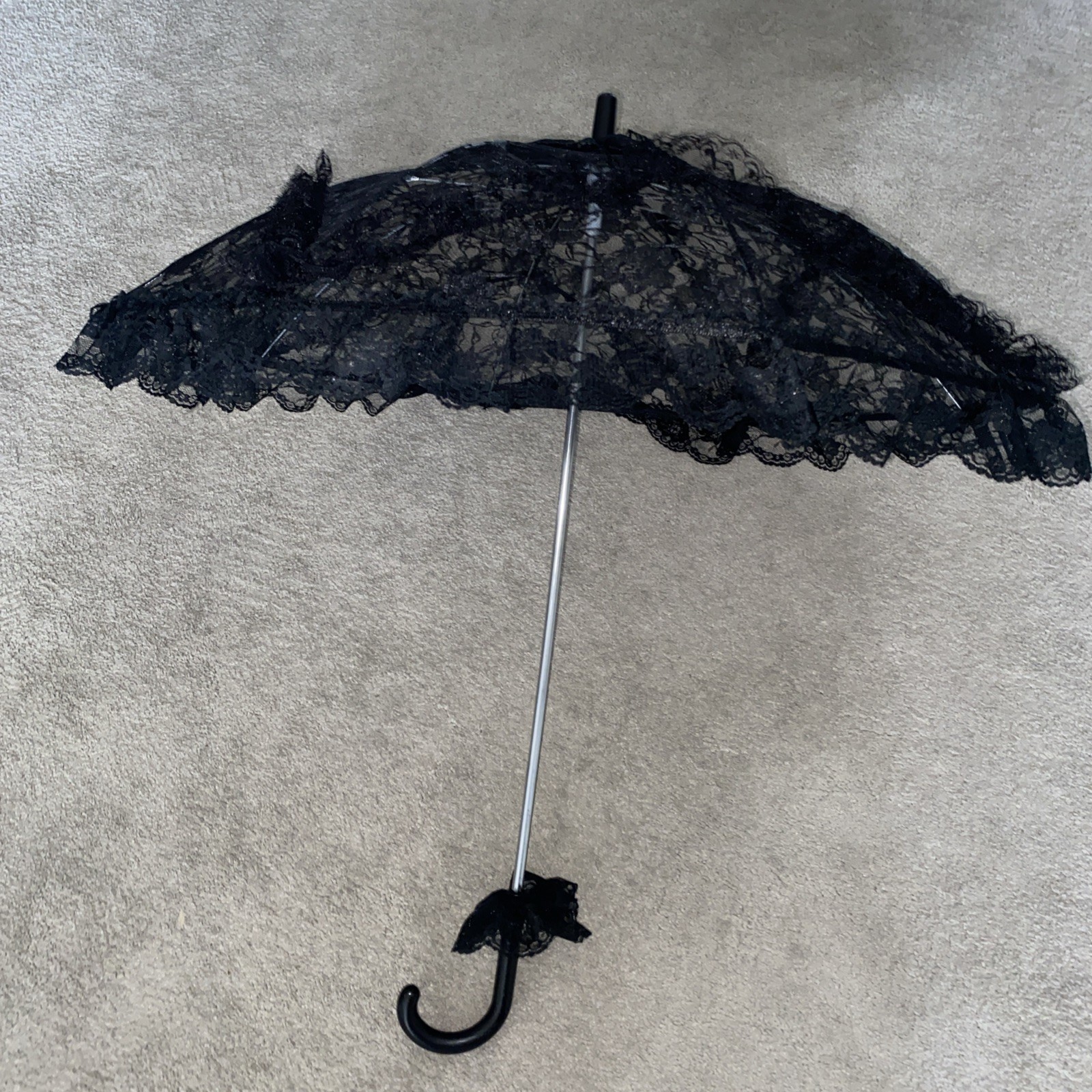 Goth Gothic Cosplay Wedding Bride Bridal Umbrella Parasol Black Lace
