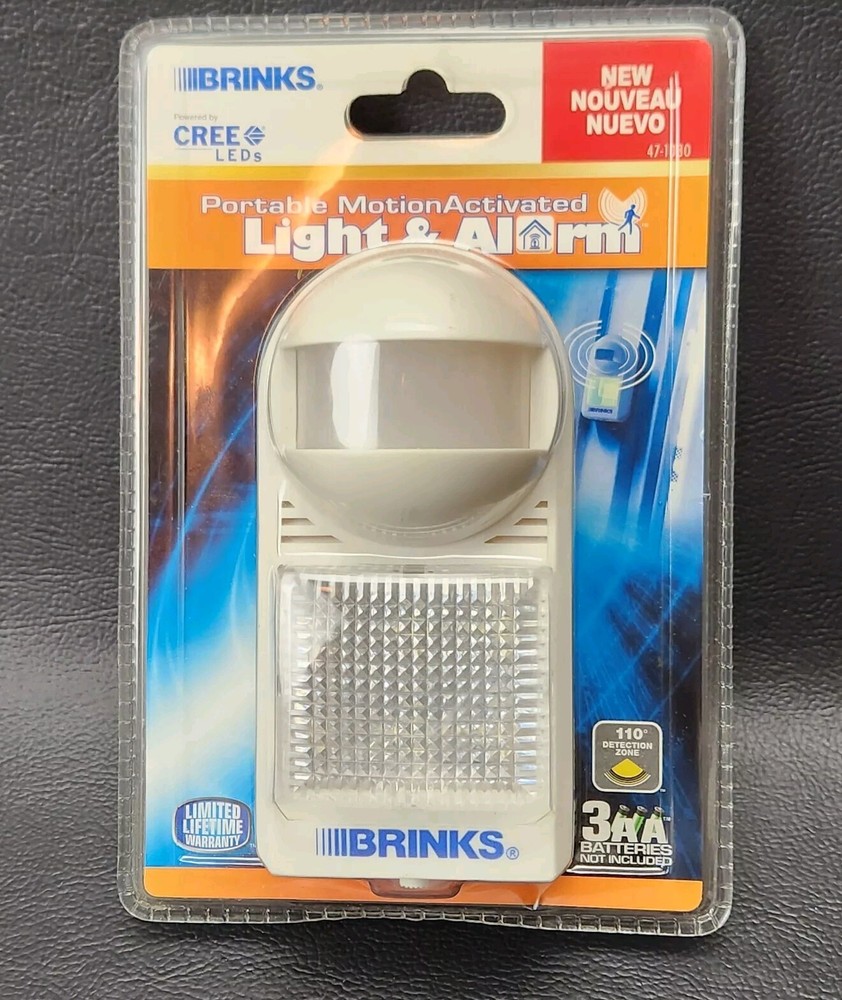 Wireless Motion Detection Brinks  Light and Alarm Portable Battery Operated