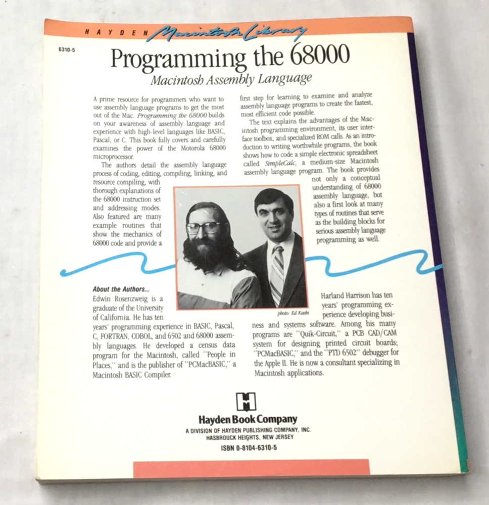 Programming the 68000 Macintosh Assembly Language Vintage Hayden Book
