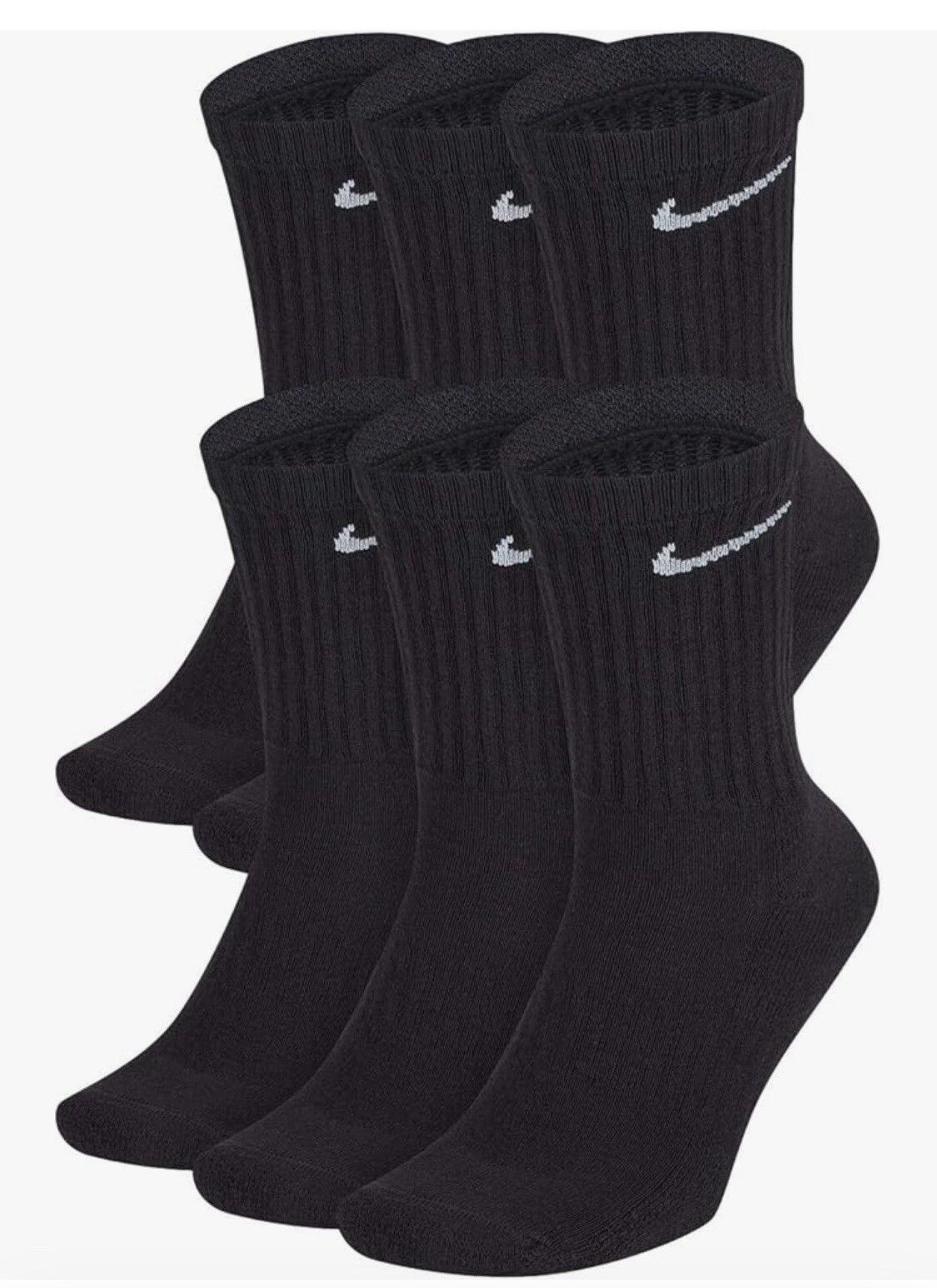 Nike Dri Fit Dry Cushioned Cotton Crew Socks 6 Pairs L