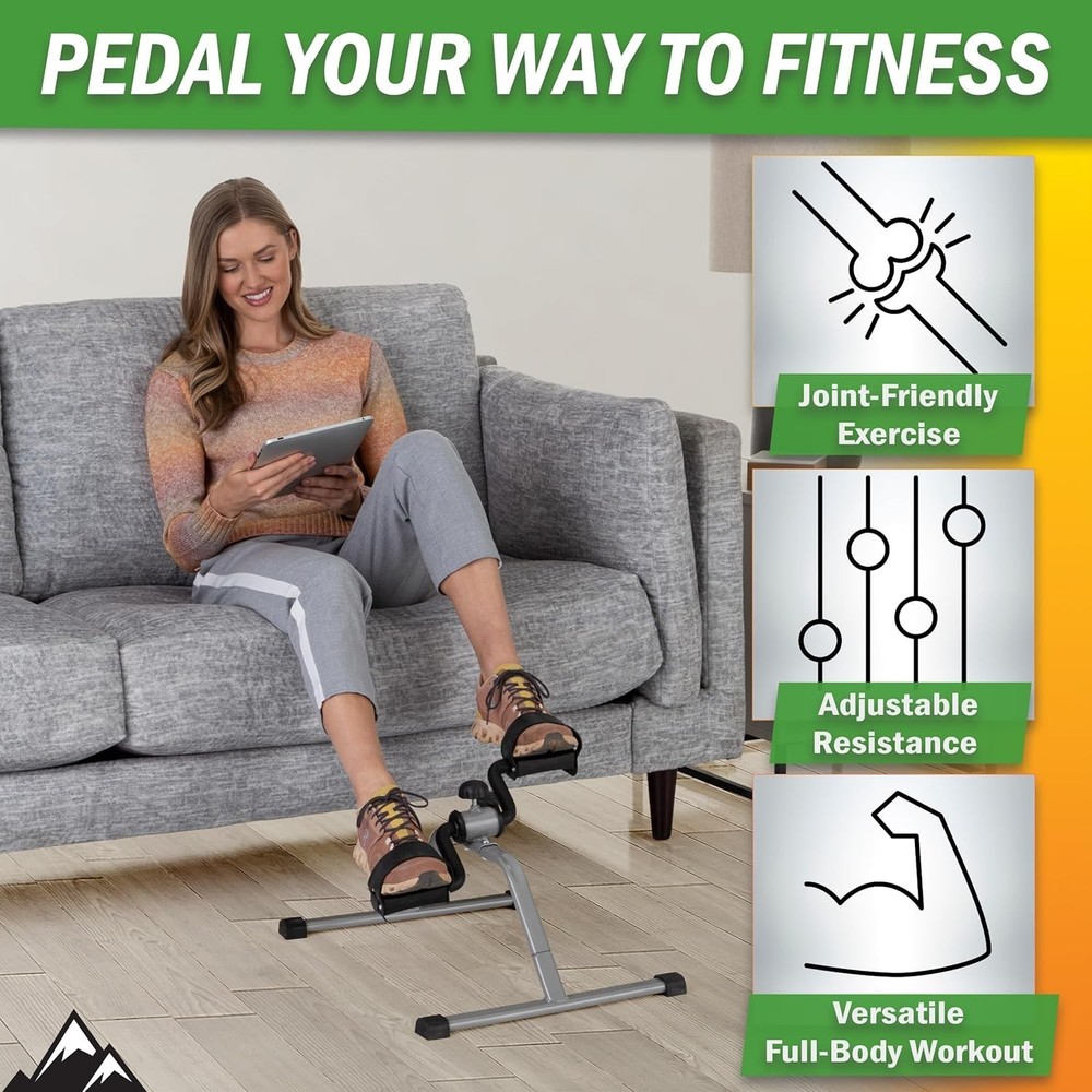 Mini Under Desk Exercise Bike Pedal Exerciser: Adjustable, Foldable & Compact