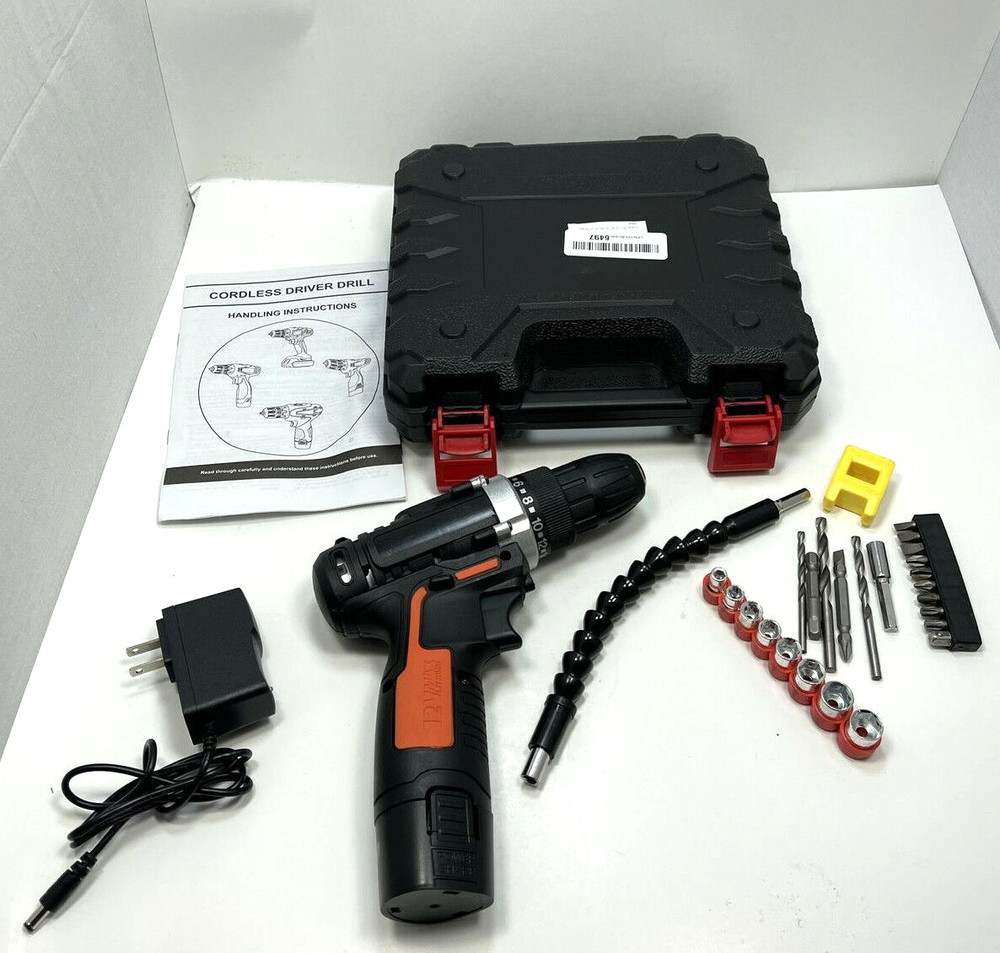 Cordless Drill Driver Kit 12V with 26 Accessories & Tool Case