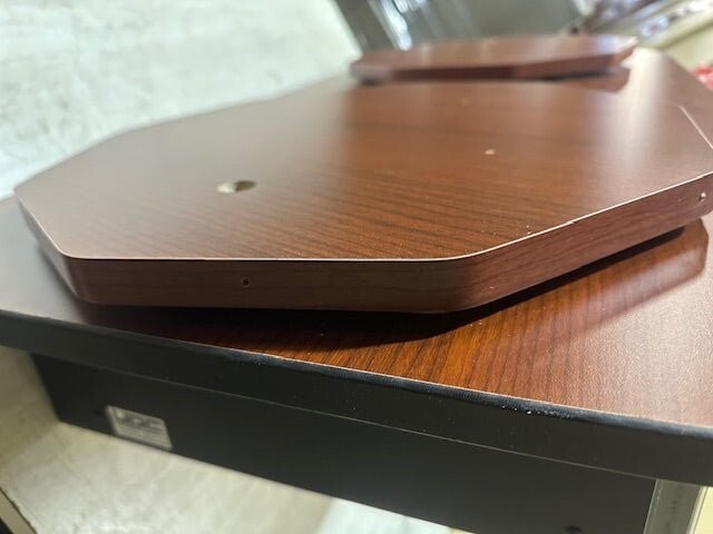 U.P.E. DESIGN CHERRY WOOD BASE WITH 2 ROTATING PLATFORMS 37" X 20"