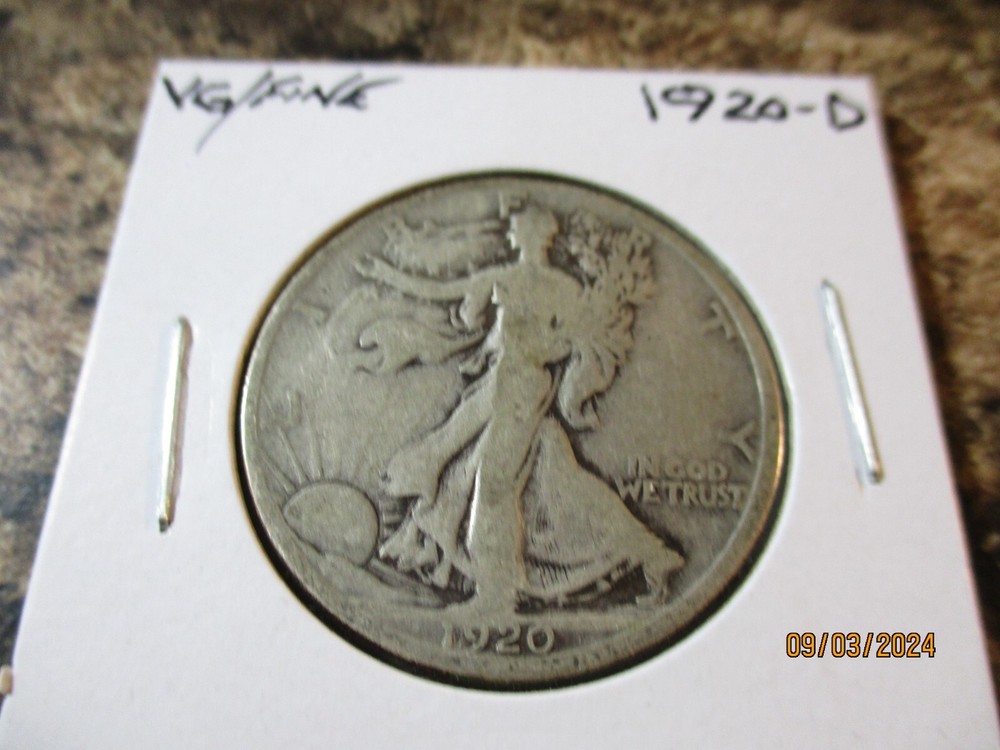 1920-D WALKING LIBERTY SILVER HALF DOLLAR VG/FINE    45
