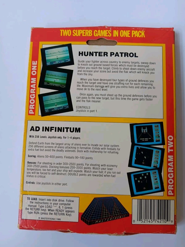 Commodore 64/128 Hunter Patrol/Ad Infinitum Game Software Tested/Works