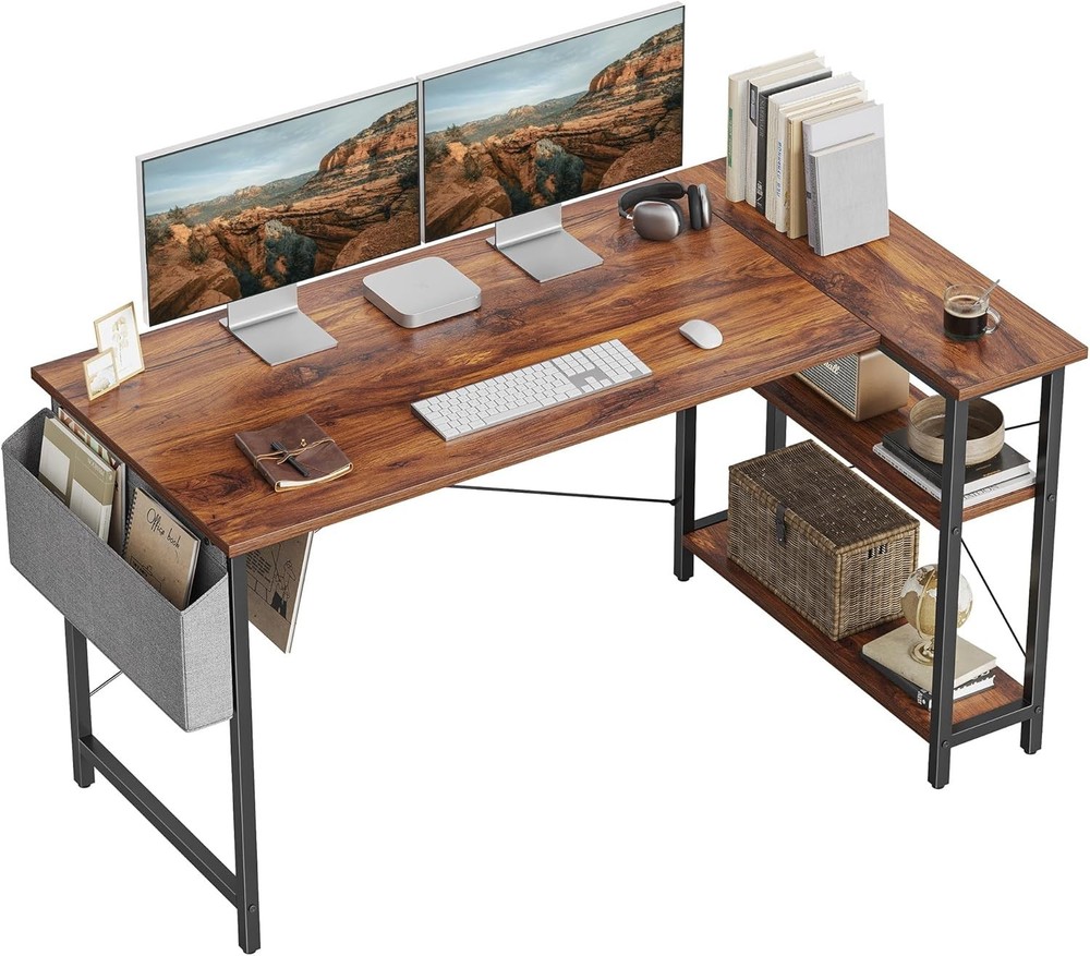 Space-Saving 55" L-Shaped Desk with Organized Storage for Efficient Offices