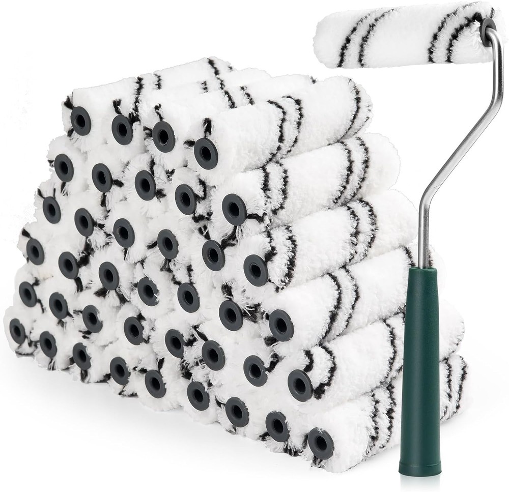 Microfiber Paint Roller 4 Inch, Small Paint Roller Covers (3/8-Inch Nap, 40 Pack