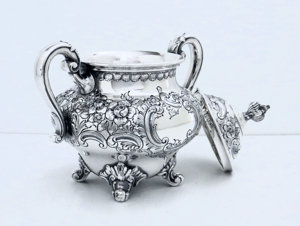 1937 REED & BARTON VICTORIAN ROCOCO REPOUSSE HAND CHASED COFFEE TEA SET 5 PC