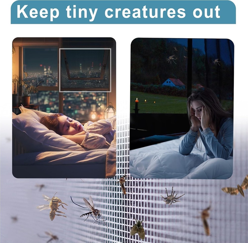 Adjustable DIY Magnetic Window Screen Mesh White Frame Max 4 SIZE Fits all