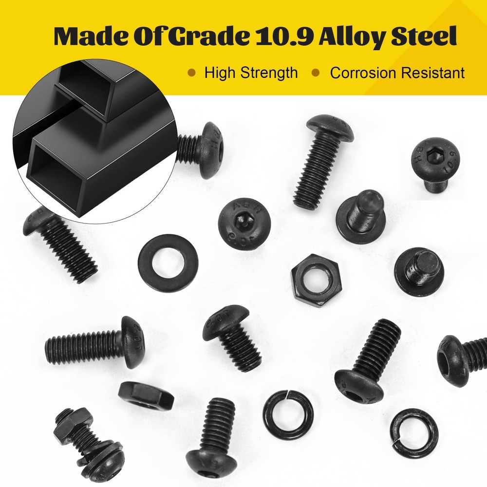 Fgruh 2200PCS M2 M3 M4 M5 M5, Black-Hex Socket Button Head