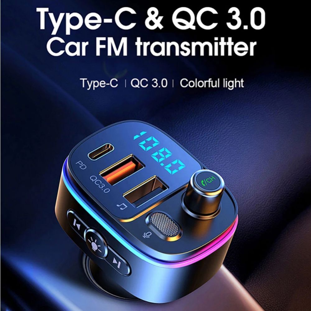 Bluetooth 5.0 Car Wireless FM Transmitter Adapter Handsfree QC3.0 USB PD Charger