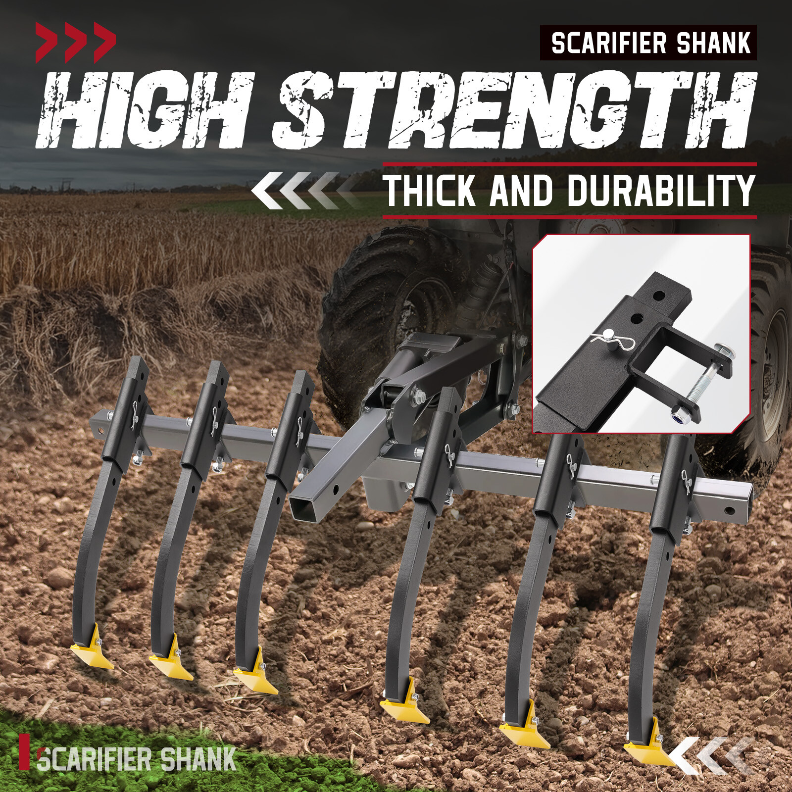 6 Steel Scarifier Shank w/Hardware For ATV/UTV Manual Implement Lift 1 Point