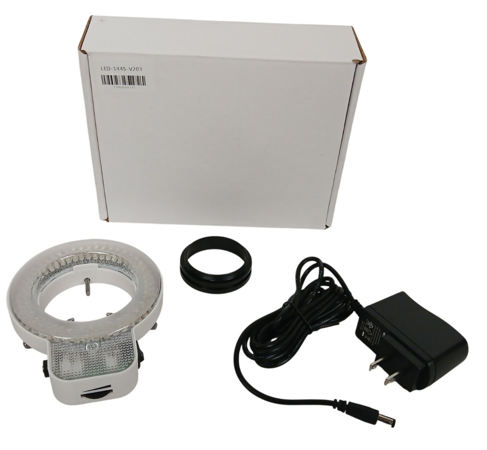 NEW AmScope 144S LED Adjustable Compact Microscope Ring Light + Adapter