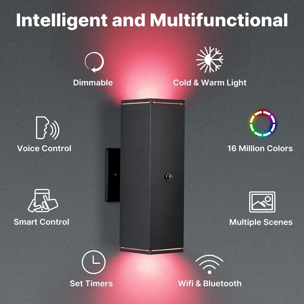 Smart Outdoor Wall Lights 4 Pack RGB