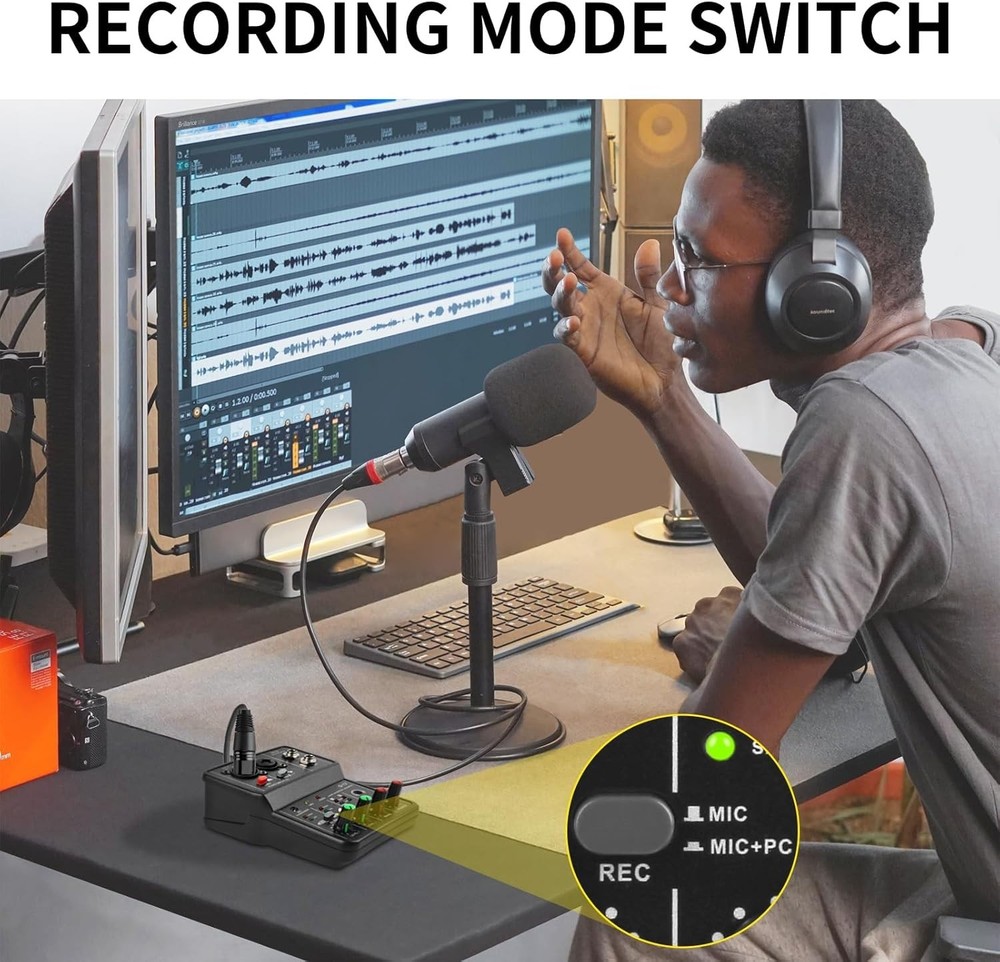 USB Recording Interface with Microphone Jack