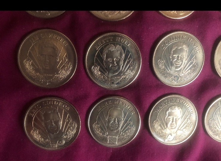 Lot Of (18) Different 1996-97 Pinnacle Mint Brass Hockey Coins