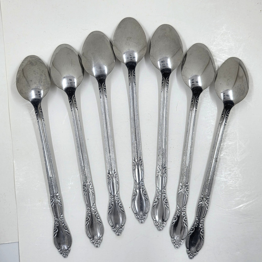 Farberware Stainless FRW79 Flatware 7 Iced Tea Spoons Cocktail 6.75"