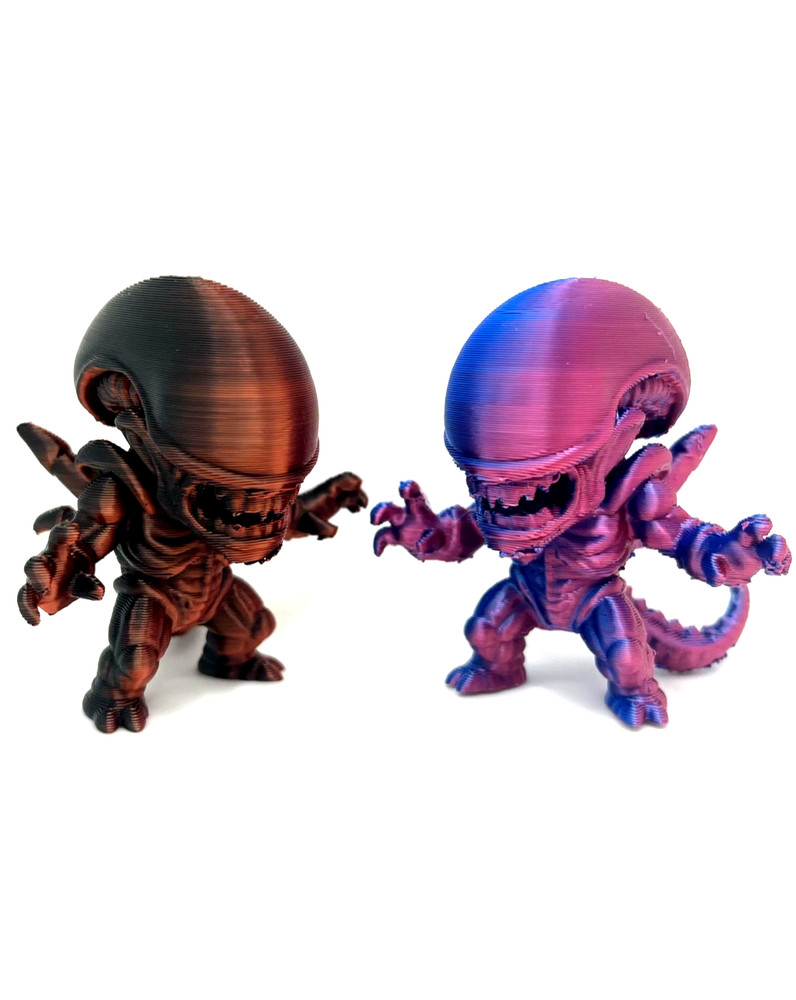 Set of 2 Aliens - Multicolor Gradient 3D Printed 2.5" Alien Pal Sci Fi Figures
