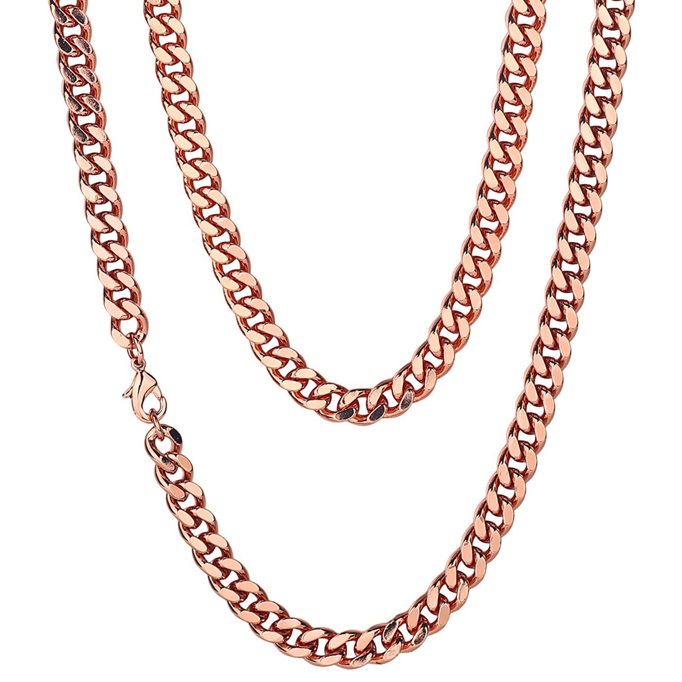 99.9% Pure Copper Necklace Cuban Curb Chain- 5, 7, 9, 12mm Widths 18"-26" Length