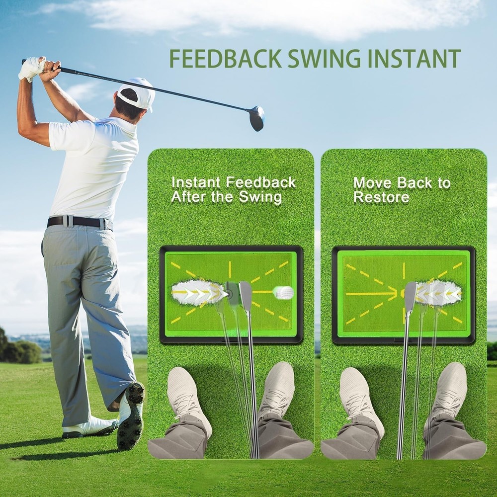 Golf Hitting Mat, Urgrade Golf Training Mat, Golf Practice for Swing Path Fee...