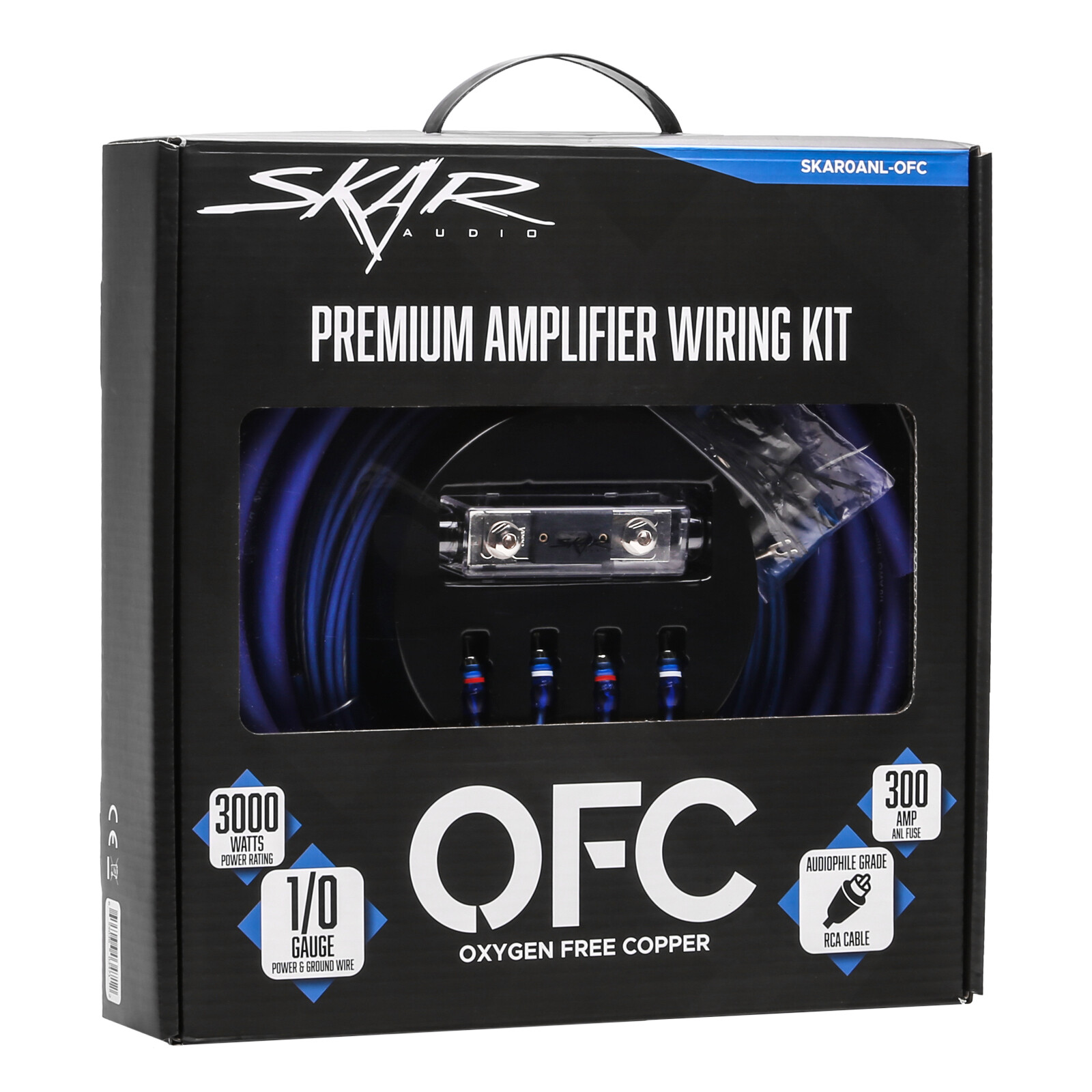 NEW SKAR AUDIO 1/0 GAUGE 3000 WATT OFC AMPLIFIER WIRING KIT W RCA (SKAR0ANL-OFC)
