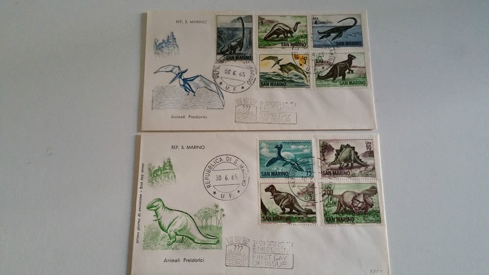 first day envelopes REP.SAN MARINO - PREHISTORIC ANIMALS