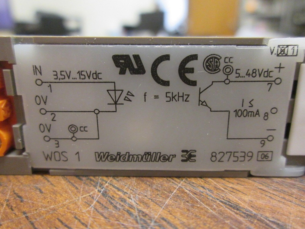 Weidmuller Solid State Relay 827539 Input:3.5-15VDC Output:5.48VDC 100mA Used