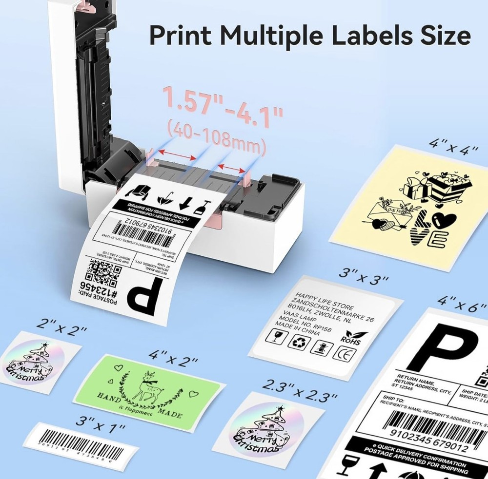 Bluetooth Thermal Shipping Label Printer, 4x6 Label Printer for Small Business