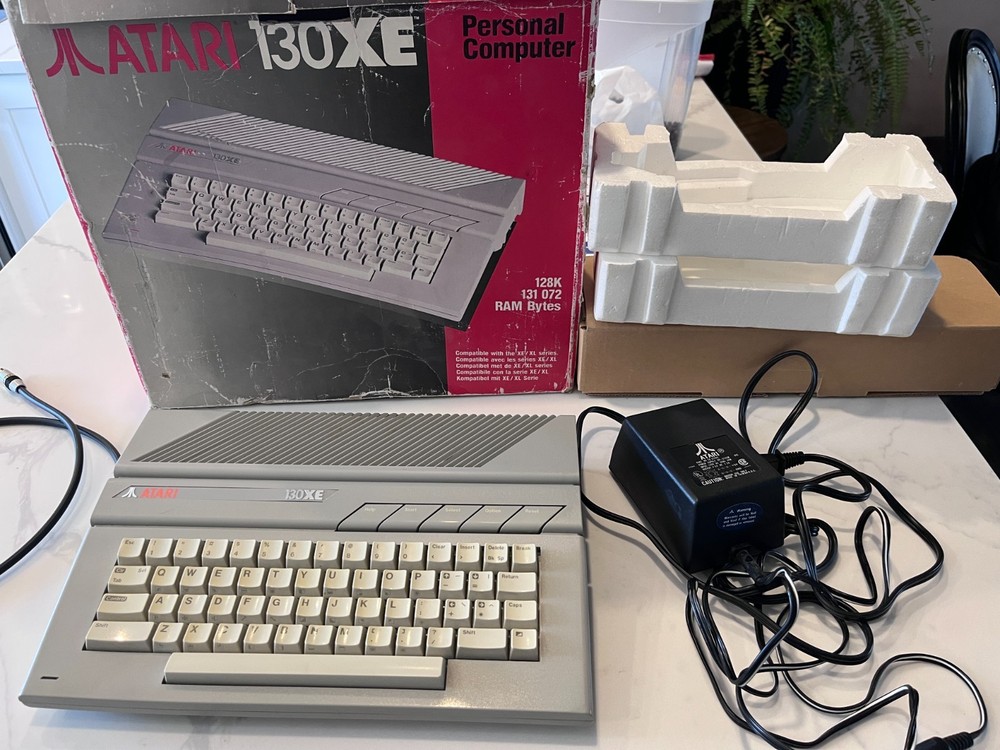 Atari 130XE Computer with Box - Tested and Working