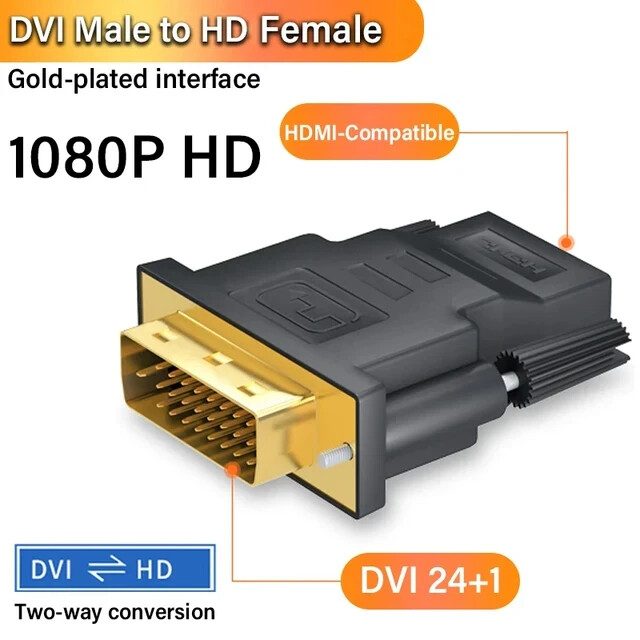 2-Pack DVI-D Male to HDMI Female Adapter for HDTV PC Monitor Projector Blu-ray