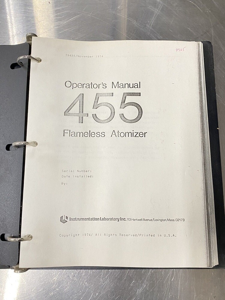 Instrumentation Lab IL 455 - Users Guide / Instruction Book