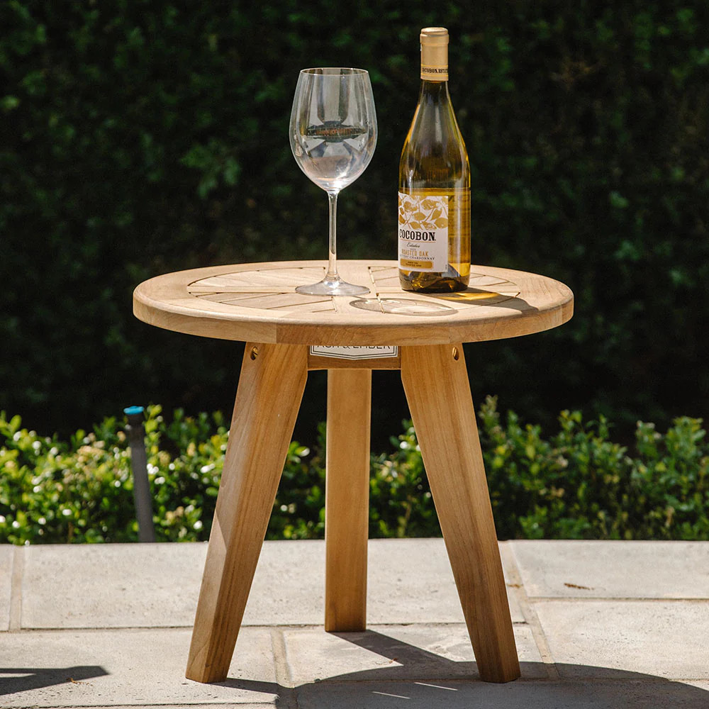 Ash & Ember Grade A Teak Round End Table, 19.7" Diameter, Accent Side Table