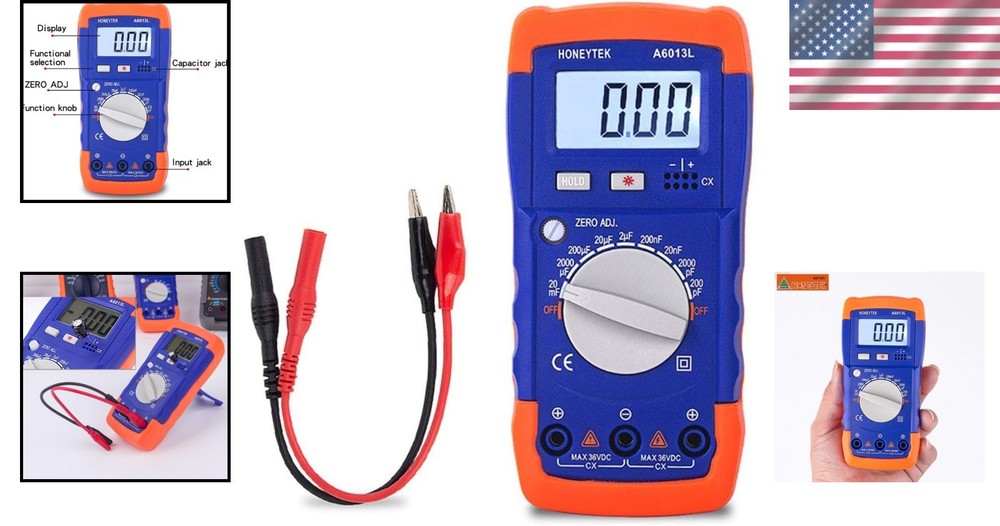 Precision Handheld Capacitance Meter with Overload Protection and Data Hold