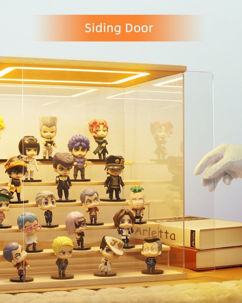 AZEYN Clear Acrylic Display Case with Light , 5 Tier Display Box Stand Assemb...