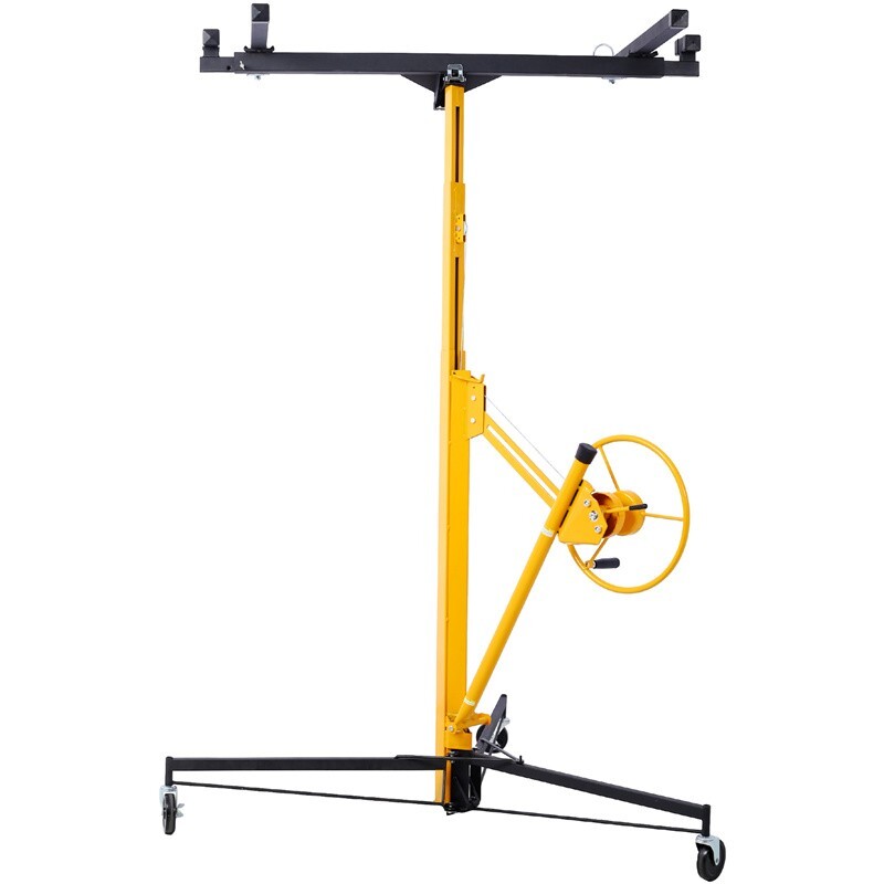 11FT Drywall Lift Plasterboard Panel Rolling Hoist Jack Lifter 150Lbs Lockable