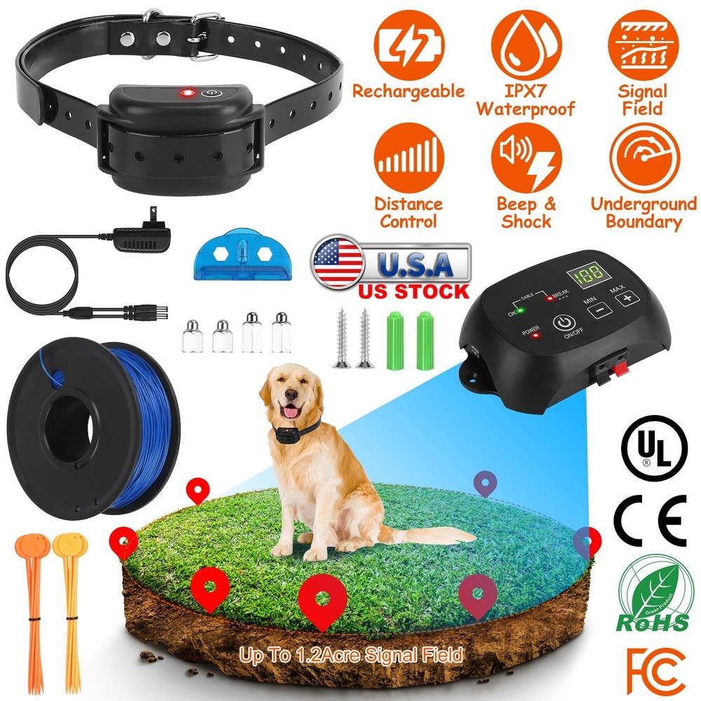 Wireless Dog Fence System w/ 2 Effective Training Modes -Adjustable Fence