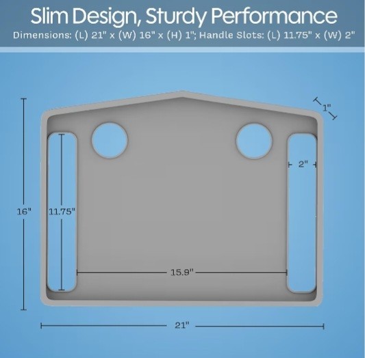 Tray Table with 2 Cup Holders for Standard Folding Walkers - Gray