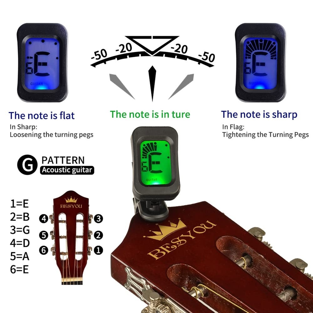 30in Beginner Acoustic Guitar Basic Starter Kit Tuner Capo Strings Winders St...