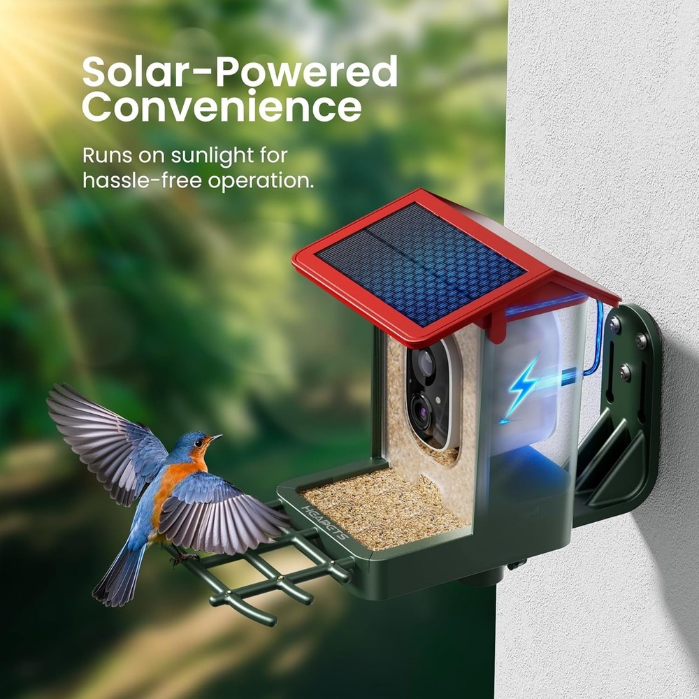 360° Adjustable Smart Bird Feeder with Camera & Instant Notifications - Red