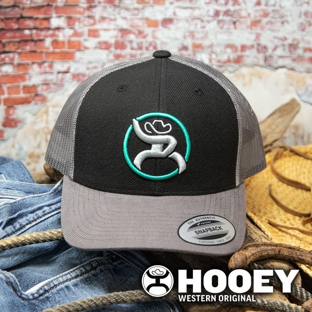 HOOEY Strap Roughy Adjustable Snapback Hat Black/Grey