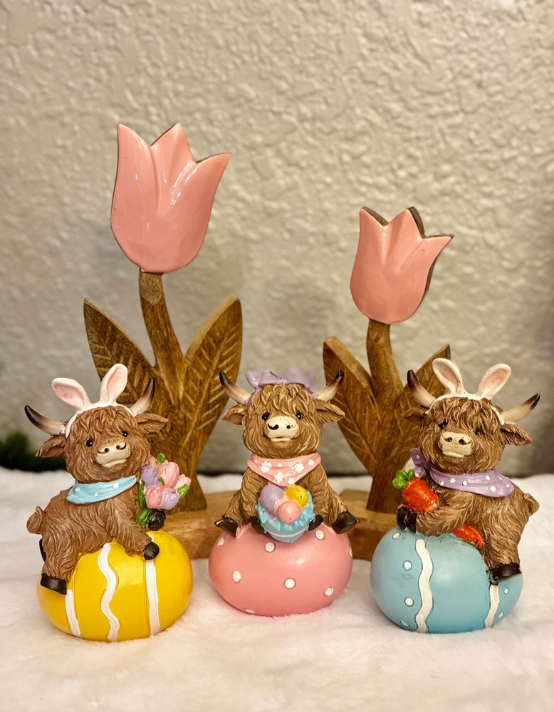 Highland Cows on Easter Eggs - Set of 3