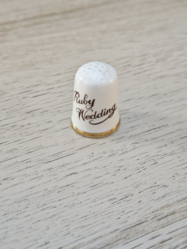 Collectible Loverswall Ruby Wedding Anniversary Bone China Thimble.