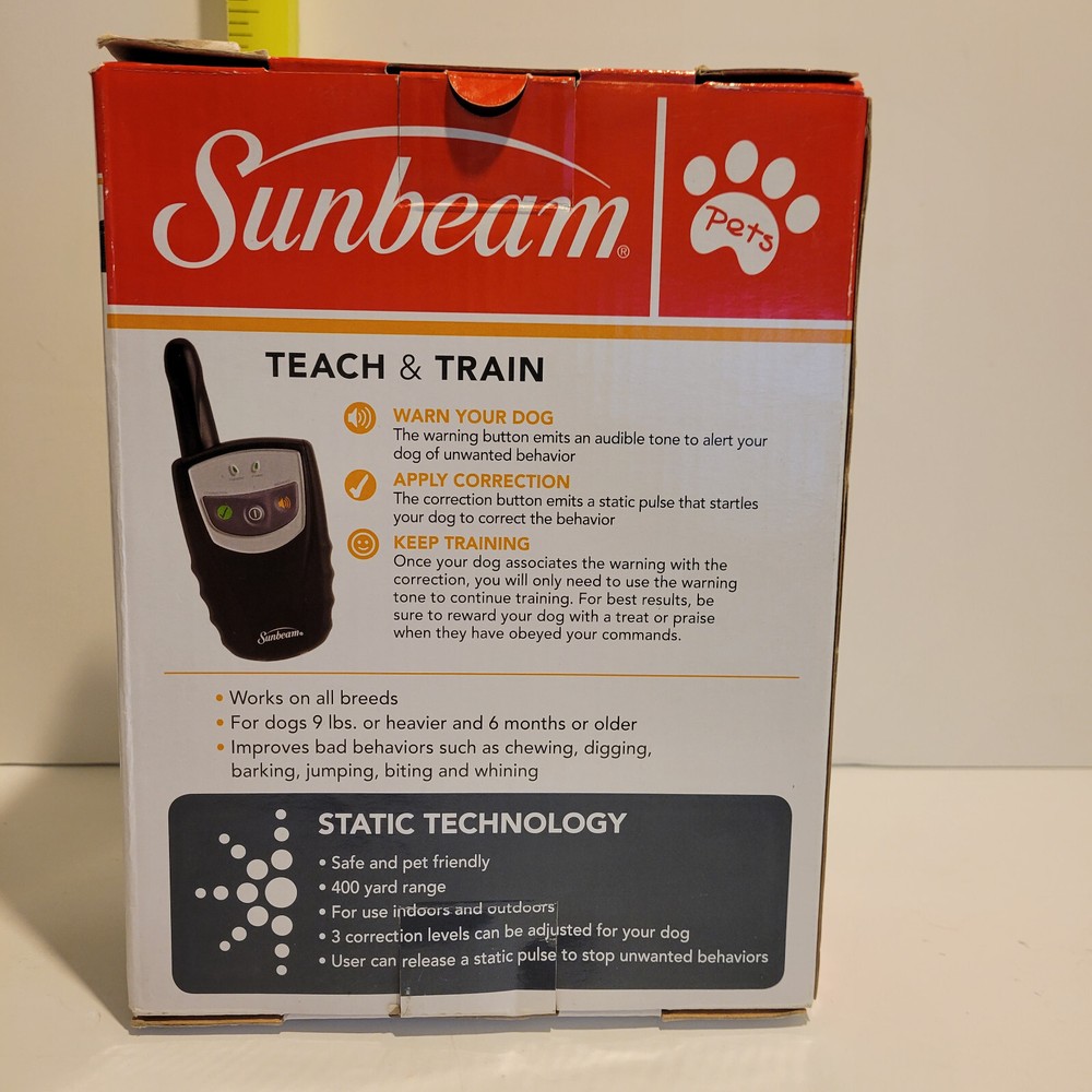 SUNBEAM RECHARGEABLE REMOTE TRAINER STATIC 400 YDS WATERPROOF TECH & TRAIN