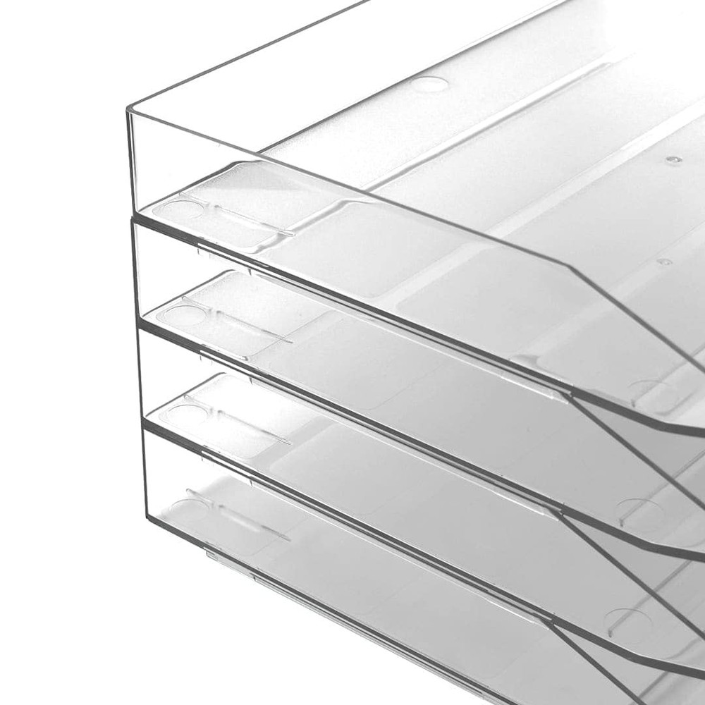 Stackable Letter Tray Single Side Load, Plastic, Desktop File Organizer (Clea...